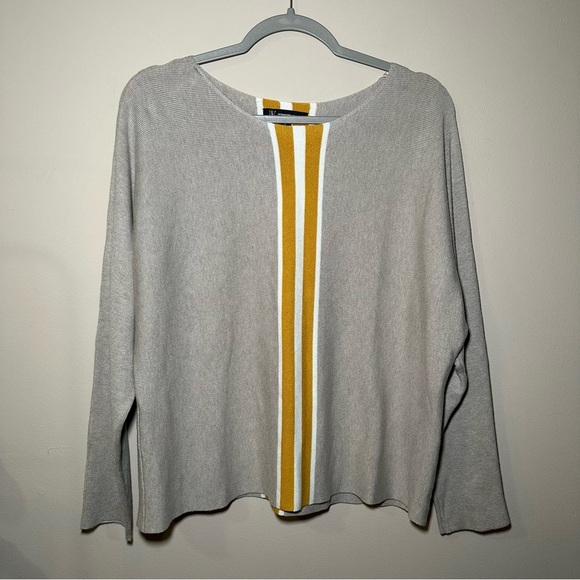 INC International Concepts Tan Sweater Yellow Stripe Size Large - Picture 3 of 16